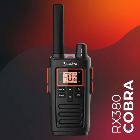 Cobra RX380 – Talkie-walkie compact sans licence avec torche LED