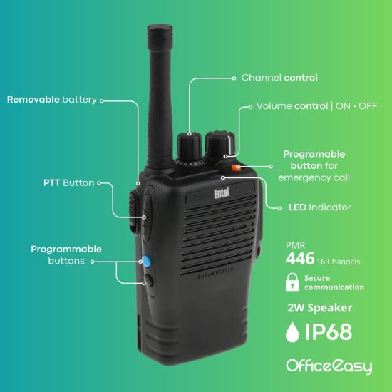 ENTEL DX446E sans écran - Talkie walkie robuste submersible pour chantier