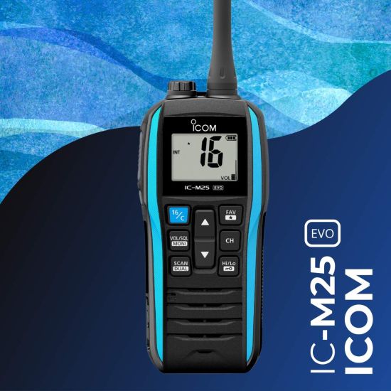 Radio VHF Marine Icom M25EVO - Flottante étanche IPX7 - USB-C - Autonomie 11h - Légère 221g