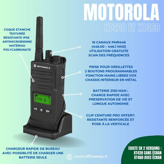 Pack de 2 Motorola XT420 - talkie walkie PMR446 - RMP0166BHLAA - illustration