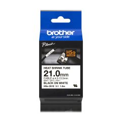Brother HSE-251E 21.0MM BLACK ON WHITE HEAT SHRINK TAPE