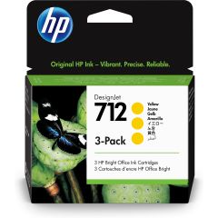 HP Pack de 3 cartouches d'encre DesignJet HP 712, jaune, 29