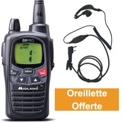 Midland G9 Pro  - Talkie walkie sans licence PMR446 - longue portée - oreillette offerte