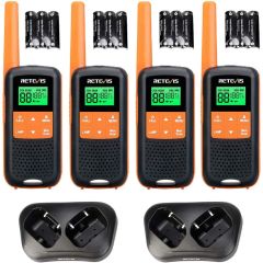 Pack de 4 Retevis RT649 - talkies-walkies sans licence PMR446, batterie à piles, IP65 étanche