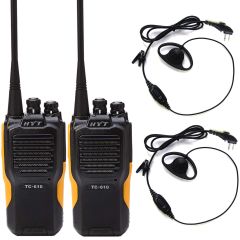 Pack de 2 talkies-walkies Hytera TC610 + 2 oreillettes confort contour d'oreille