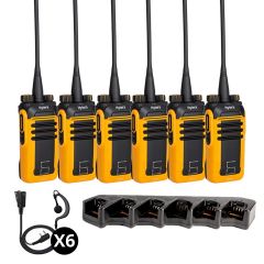 Pack de 6 Hytera BD615 UHF avec chargeur MCL19 et oreillettes Confort pour équipe