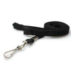 Tour de cou noir pour cartes avec mousqueton métal