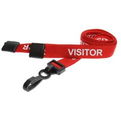 Tour de cou rouge visiteur avec clip métal pour cartes PVC