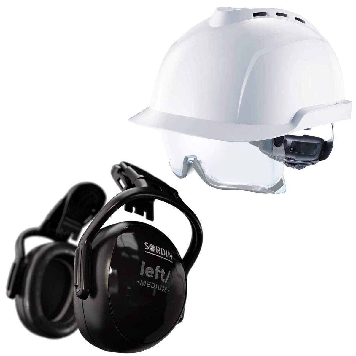 Pack MSA casque de chantier et protection auditive + surlunettes intégrées image