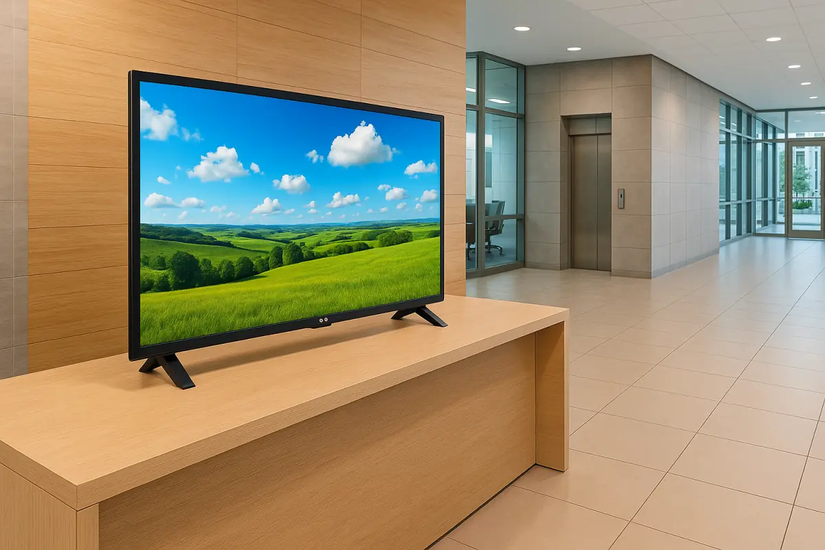 Hall d'accueil entreprise avec une LG 32LQ631C