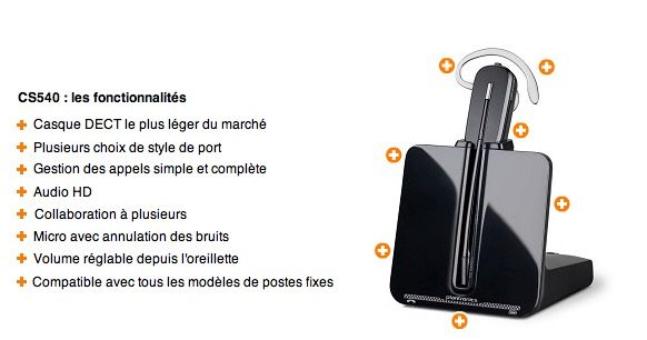 Plantronics - Casque DECT sans fil CS540 (poly