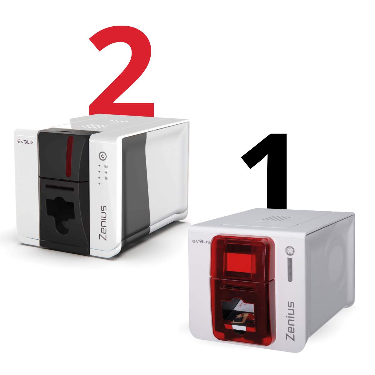 Comparatif design Evolis ZENIUS 1 VS Evolis ZENIUS 2