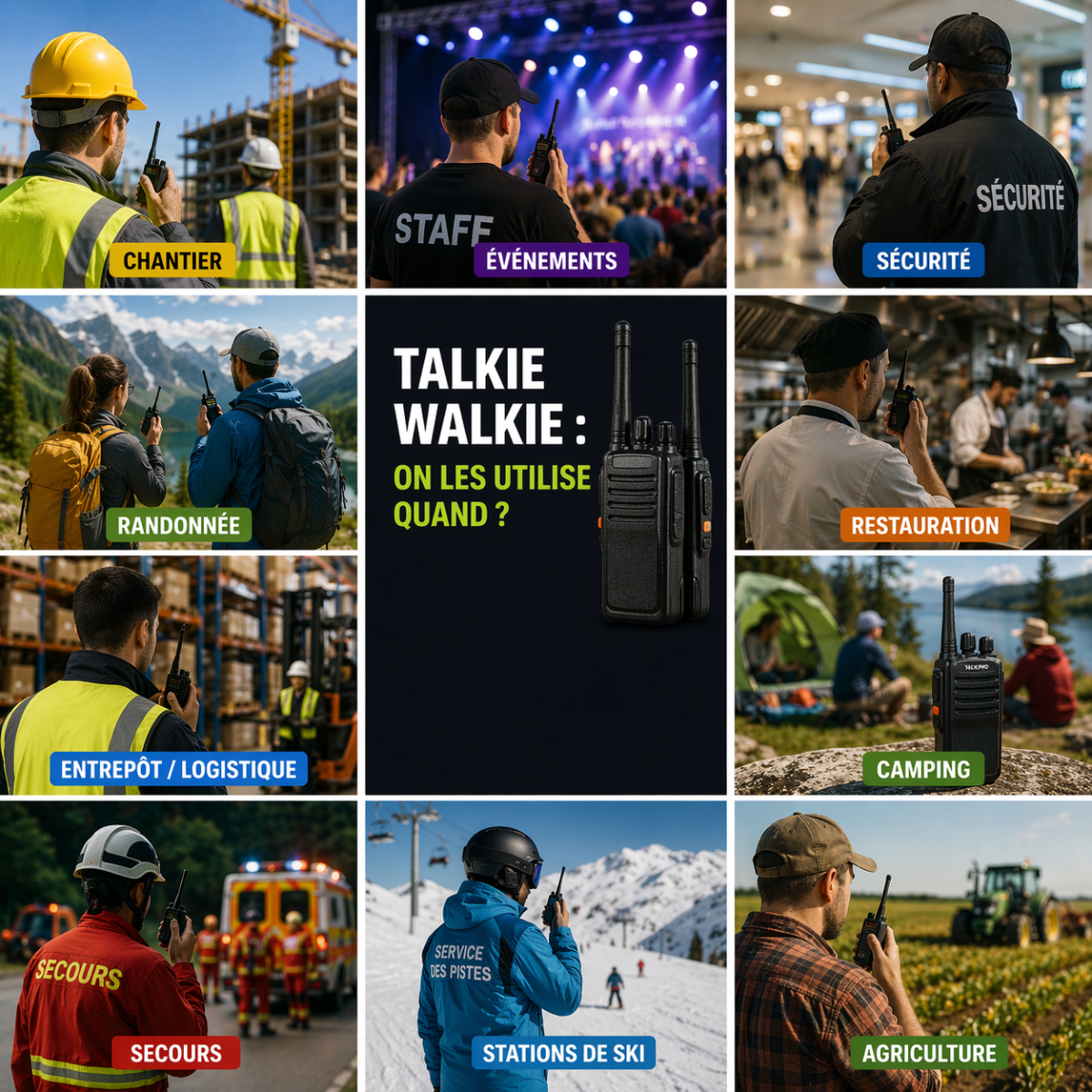 Les métiers ou on utilise des talkies walkies (mosaique)