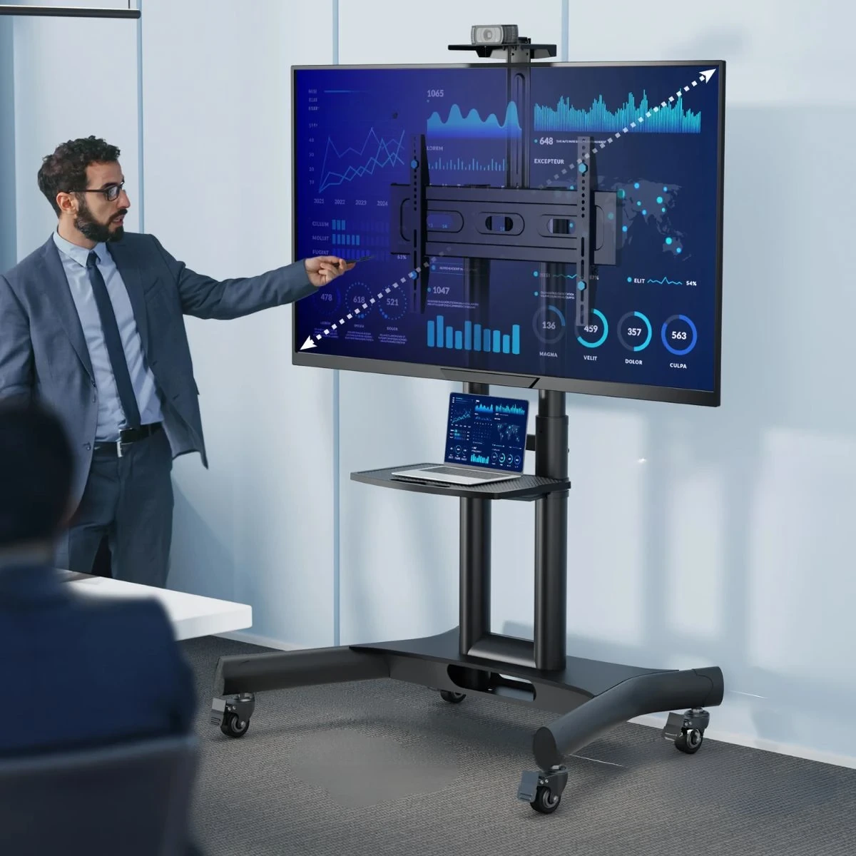 chariot mobile pour écran visioconférence