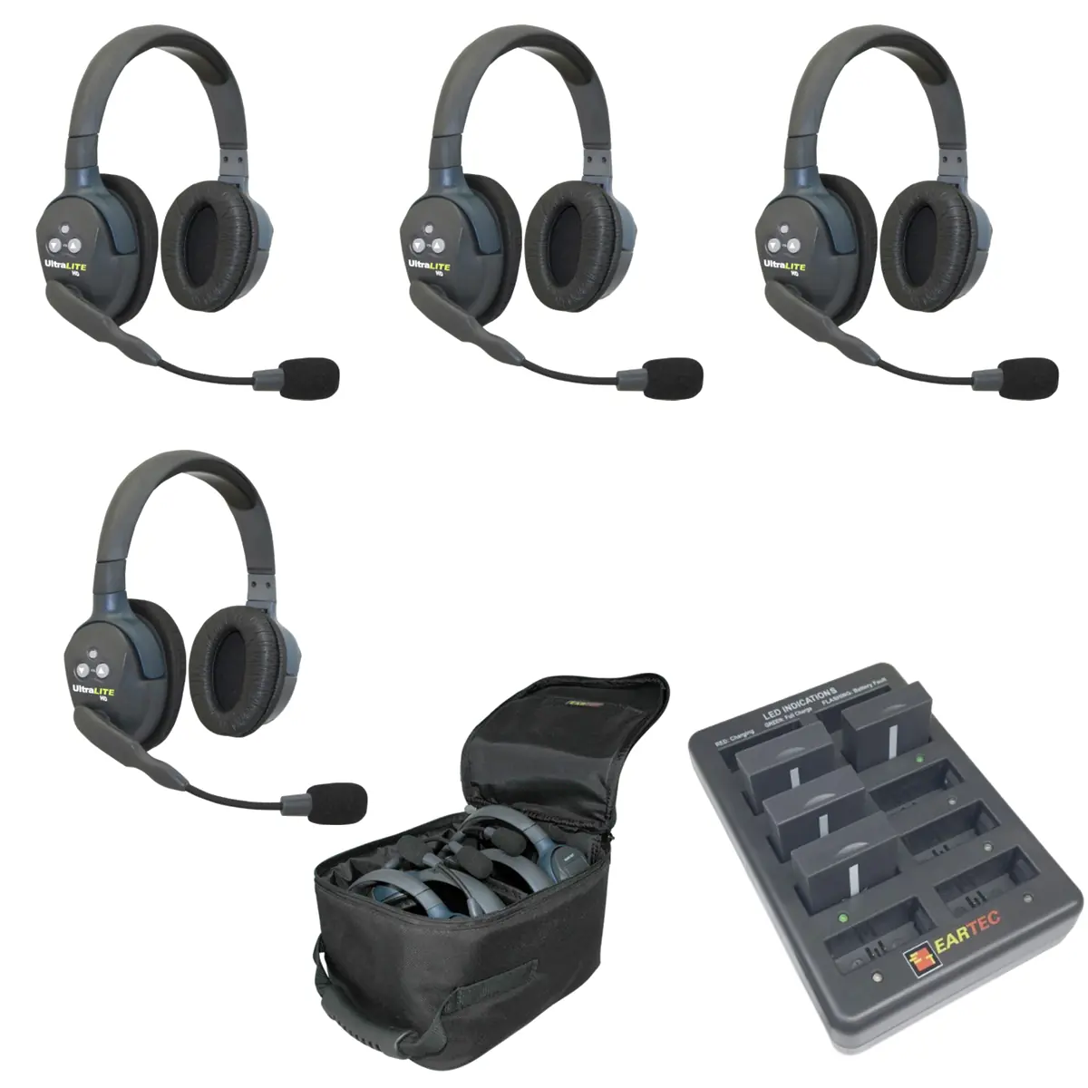 Pack de 4 Eartec UltraLITE HD Stéréo - Intercom full duplex sans-fil - UL4D