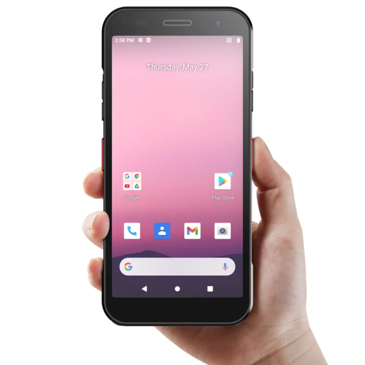 Terminal Honeywell CT32 tenu en main, écran Android allumé